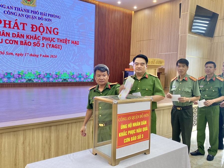 Công an quận Đồ Sơn: Phát động ủng hộ Nhân dân khắc phục thiệt hại sau cơn bão số 3